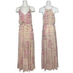 Anthropologie Dolan Collection Annie Tiered Maxi Dress S Pink Tie Dye